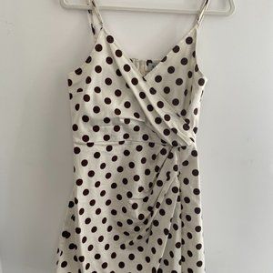 Musier Paris White And Brown Polka Dot Mini Dress Sz 38